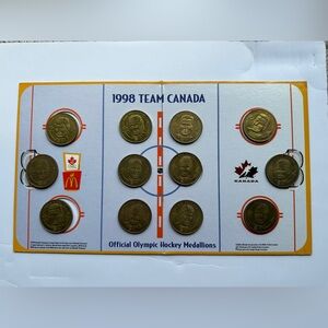 1998 McDonald's Team Canada Official Olympic Hockey Complete 12 Medallion Set